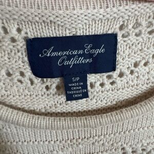 American Eagle Outfitters Cream Knit Sweater with Lacey Pattern | crochet |